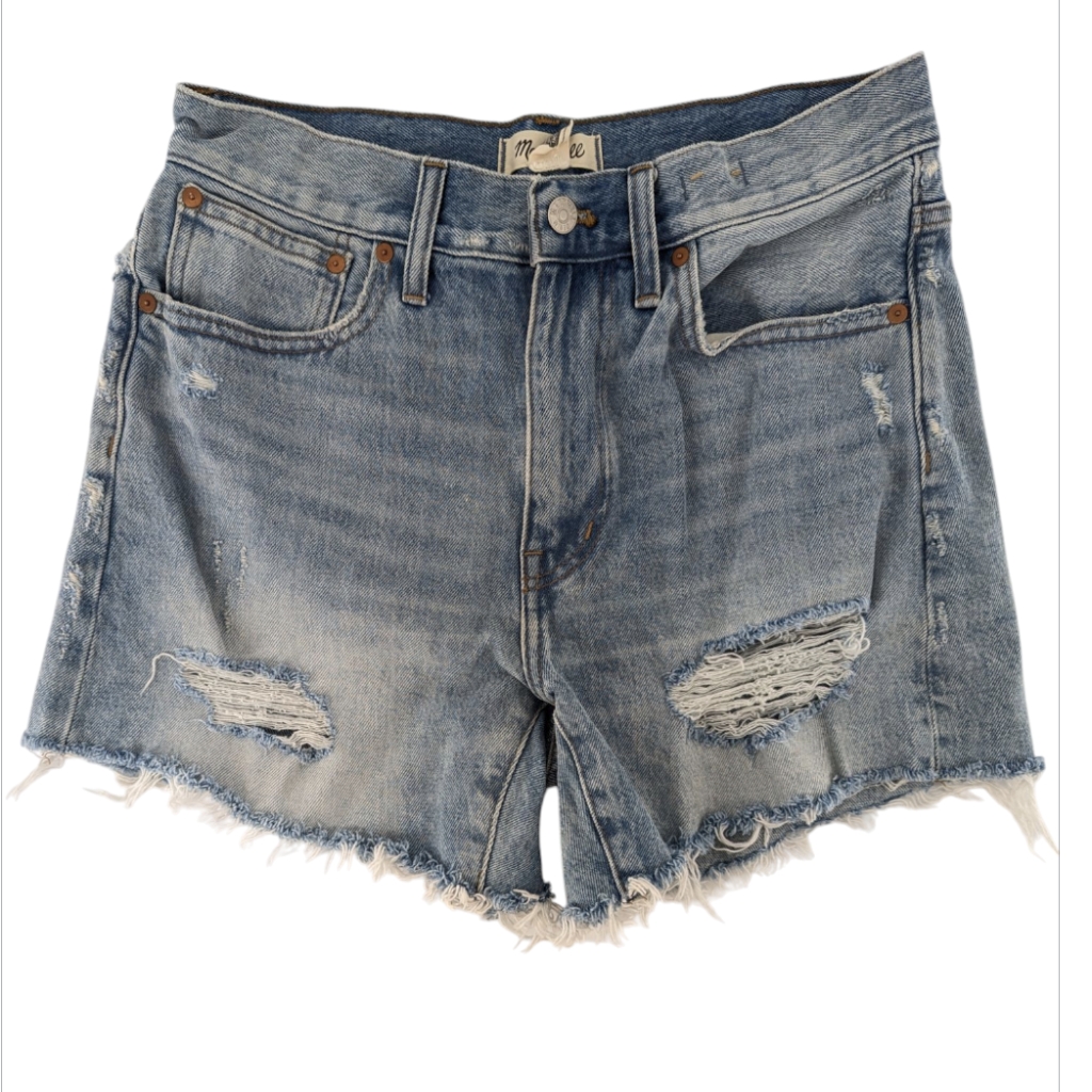 Madewell Relaxed Midlength Denim Distressed Women Shorts Size 27 Summer Vacation